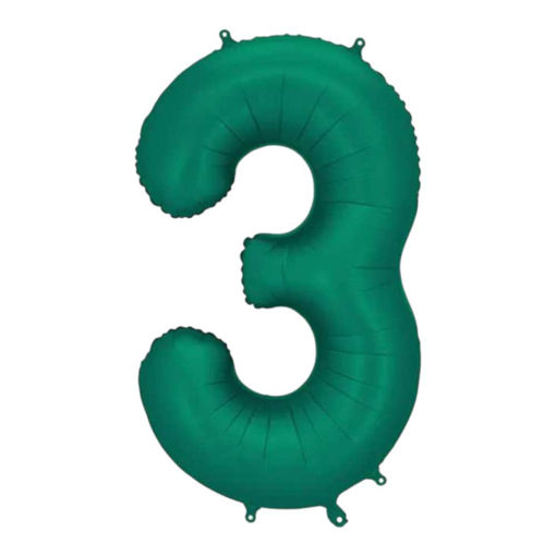 Picture of FOIL BALLOON NUMBER 3 BOTTLE GREEN 34 INCH
